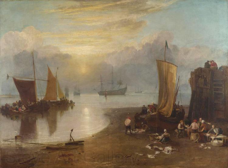 Joseph Mallord William Turner Sun rising tyhrough vapour:Fishermen cleaning and selling  fish  (mk31) Norge oil painting art